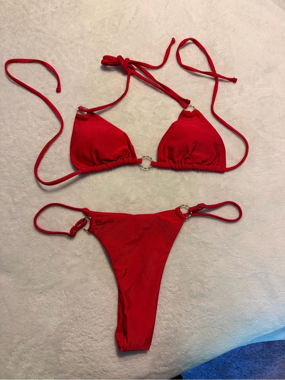 Red Ring Detail Two-Piece Bikini – Size Small